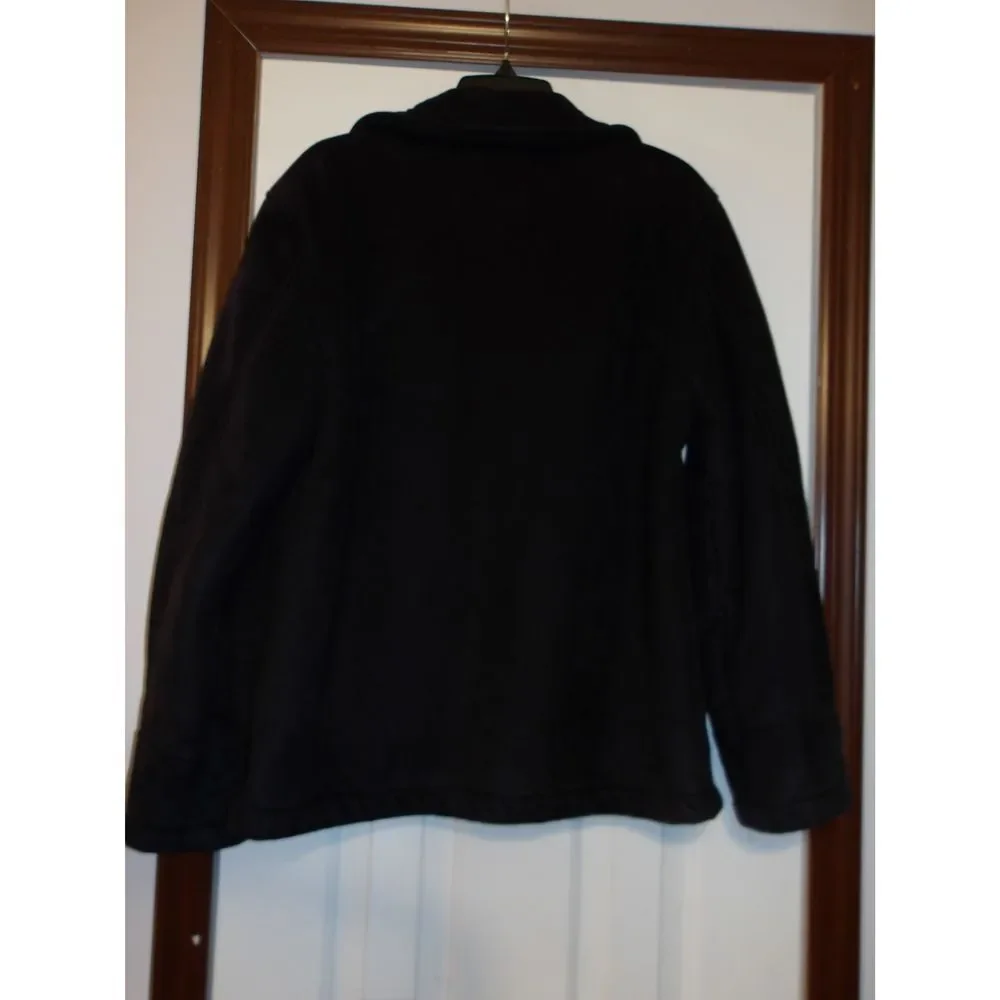 Vintage Perry Ellis Portfolio Black Faux fur heavy Lined  Jacket‎  Winter Coat